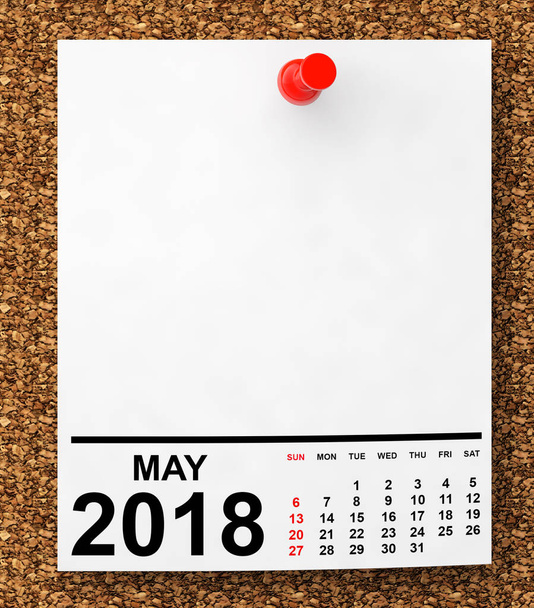 Calendar May 2018. 3d Rendering - Фото, изображение
