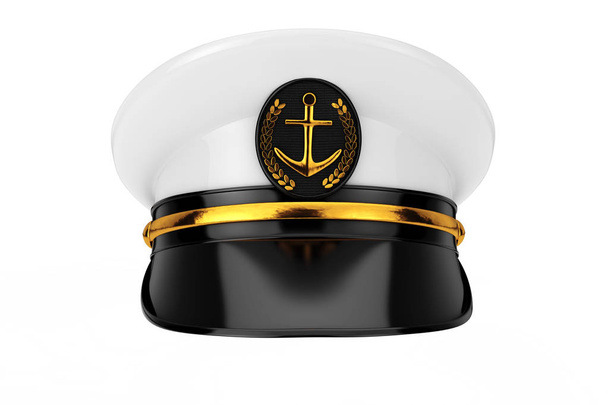 Αξιωματικός του Ναυτικού, ναύαρχος, Ναυτικό καπέλο ο κυβερνήτης του πλοίου. 3D rendering - Φωτογραφία, εικόνα