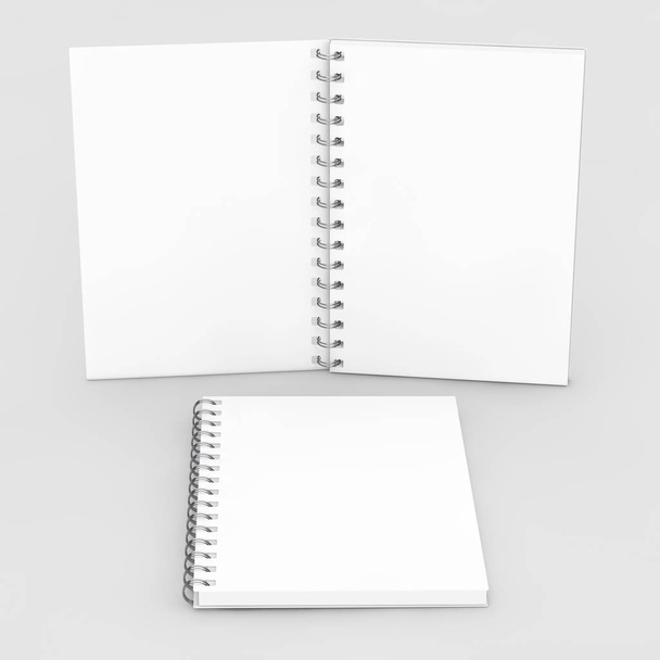 Blank Spiral Notepad Notebook Mockup. 3d Rendering - Photo, Image