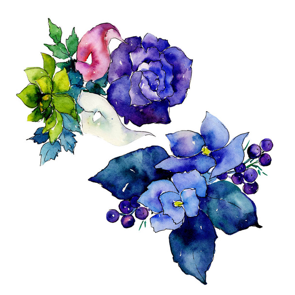 Bouquet wildflower flower in a watercolor style isolated. - Photo, Image