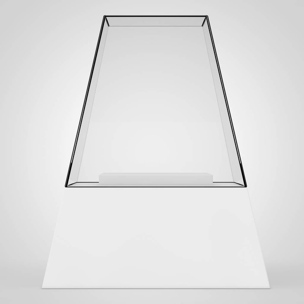 Empty Promotion Glass Showcase with Pedestal. 3d Rendering - Фото, зображення