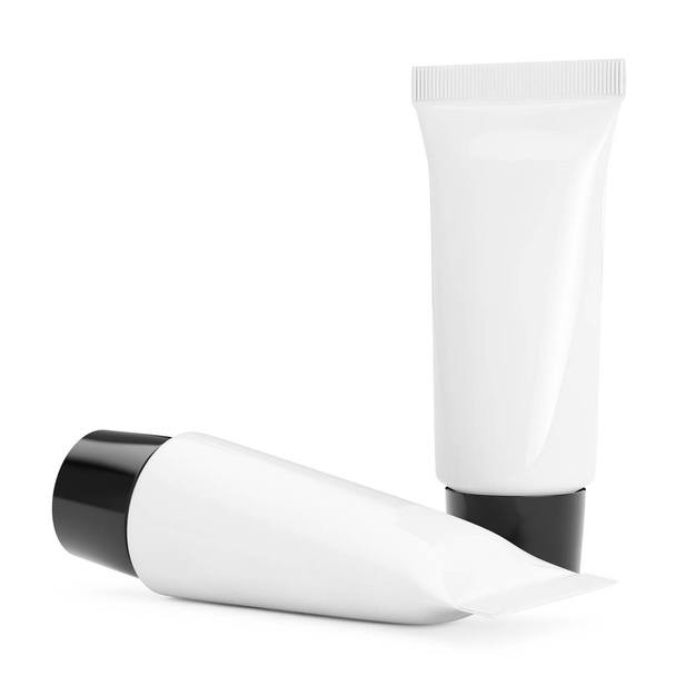 Tubo blanco de crema cosmética en blanco con espacio Emrty para el tuyo Desig
 - Foto, imagen
