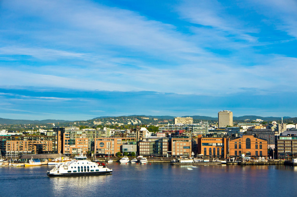 A város Oslo, mint az Oslofjord látható nézet - Fotó, kép