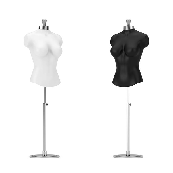 Μαύρο και άσπρο Mennequin γυναικών εκλεκτής ποιότητας ράφτης. 3D rendering - Φωτογραφία, εικόνα