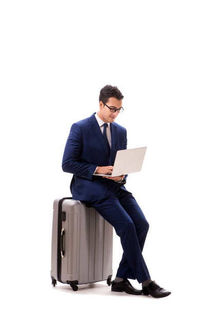 Zakenman in reizen bedrijfsconcept geïsoleerd op wit - Foto, afbeelding