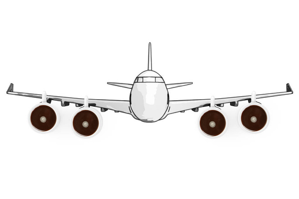 Fly in New Day Concept. Avion moderne avec tasses à café comme jet
  - Photo, image