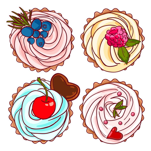 Cupcakes with beautiful decoration - Vector, Imagen