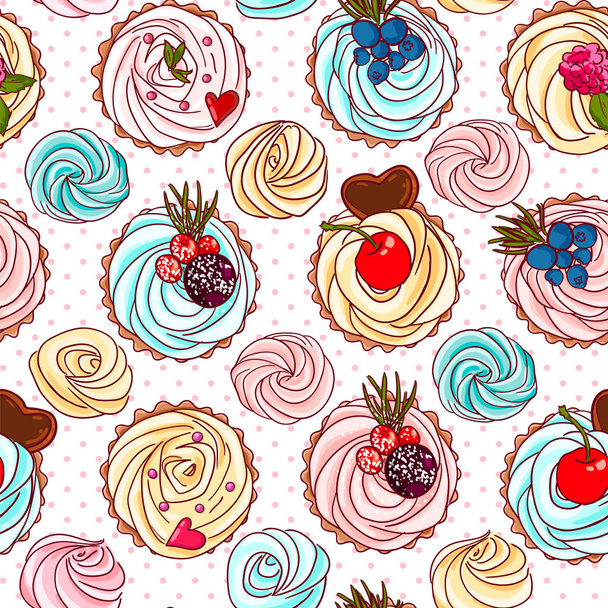 Cupcake seamless pattern - Вектор,изображение