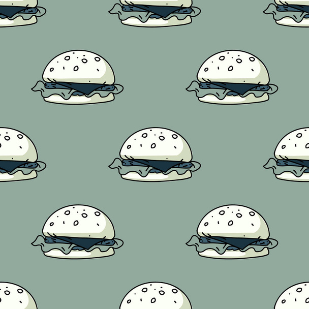 Big burger seamless pattern - Vetor, Imagem
