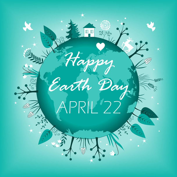 Banner del 22 de abril. Diseño de tarjetas del Día de la Tierra feliz. Ilustración vectorial
 - Vector, Imagen