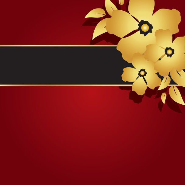 Floral Gold and Red Card - Вектор,изображение