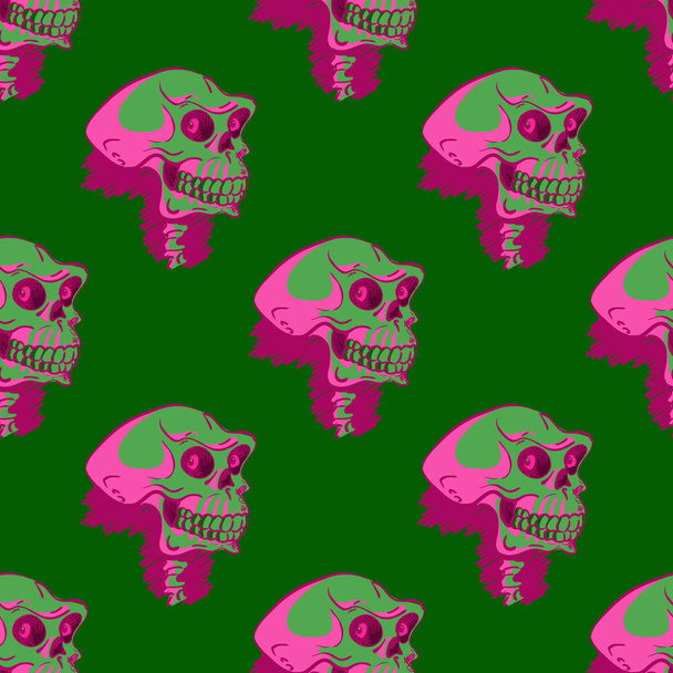 Scary skull seamless pattern - Vector, Image