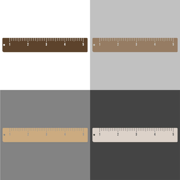 Vector icon set van bruin liniaal. Metrieke stelsel. School measurin - Vector, afbeelding