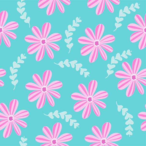 vector illustration seamless pattern with pink flowers plants  - Vector, imagen