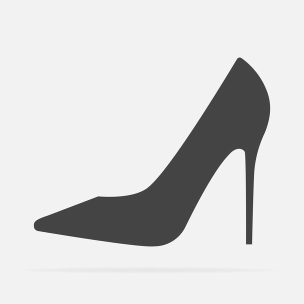 Vector icoon van een schoen. Hoge hakken Damesschoenen op grijze achtergrond - Vector, afbeelding