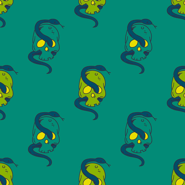 Skull and snake seamless pattern - Vector, Image