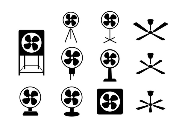 Встановити піктограму електричного вентилятора у стилі силует, вектор
 - Вектор, зображення