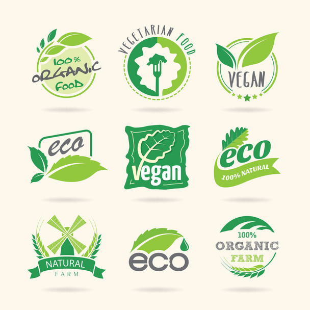 Ecology & vegan, vegetarian icon set - Vektör, Görsel