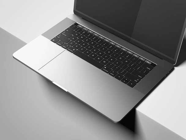 Modern silver laptop. 3d rendering - Valokuva, kuva