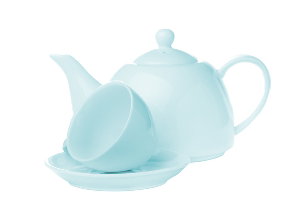 Teetasse mit Teekanne isoliert - Foto, Bild