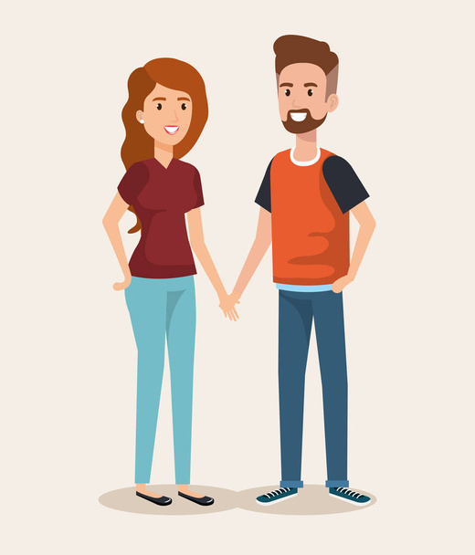 young couple avatars characters - Vector, Image
