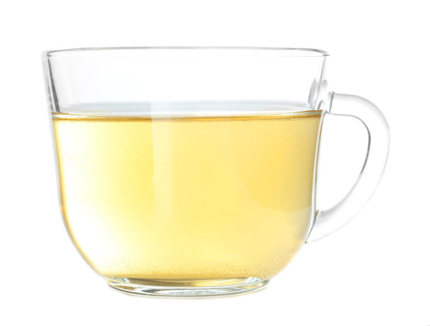 Cup of hot aromatic tea on white background - Valokuva, kuva
