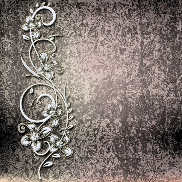Floral pattern on a grunge background - Photo, Image