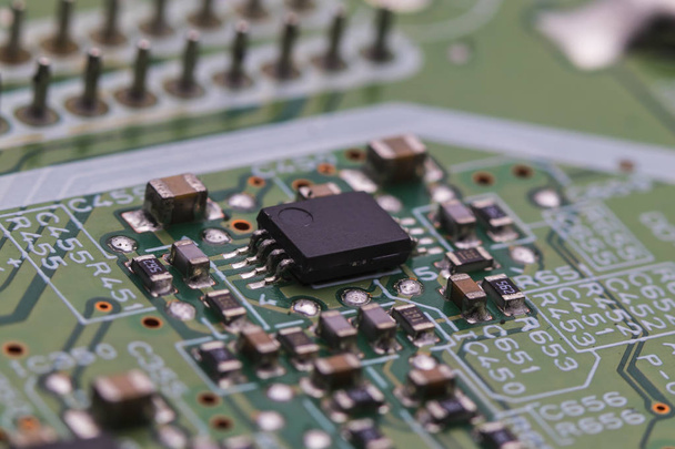 printed circuit Board with chips and radio components electronics - Photo, Image