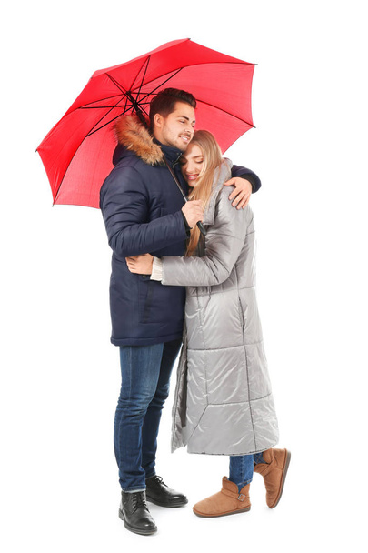 romantic couple with bright umbrella - Foto, immagini