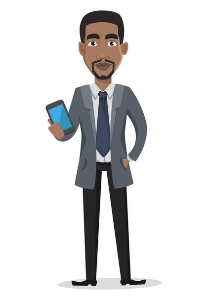 Afrikanische amerikanische Geschäftsmann Zeichentrickfigur - Vektor, Bild