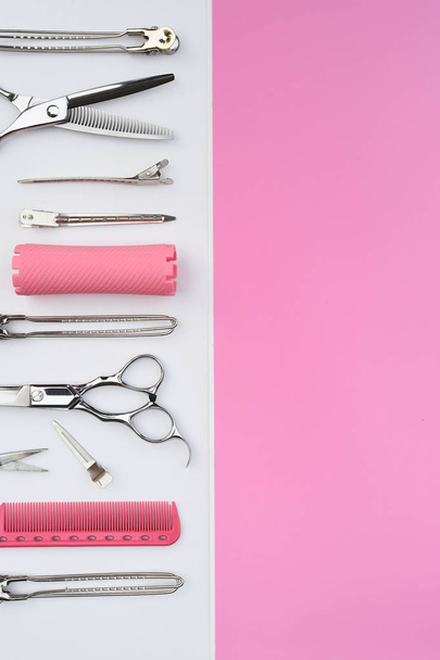 Set of professional hairdresser tools for background - 写真・画像