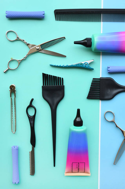 Set of professional hairdresser tools for background - Foto, Bild