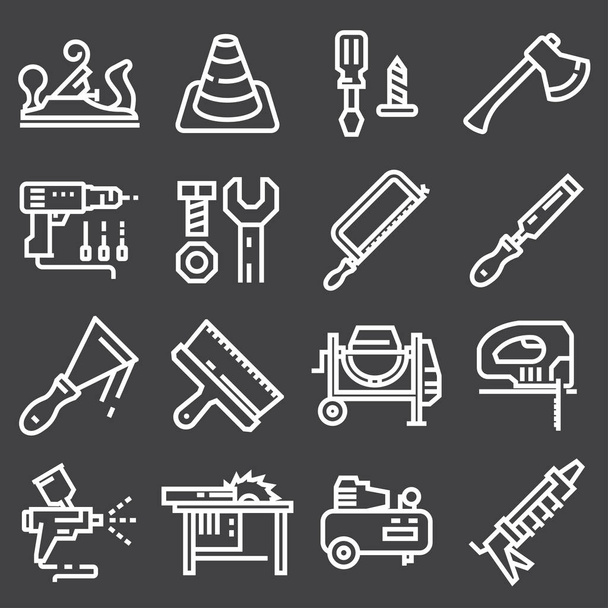 Thin line Construction tools icons set - Vector, Image
