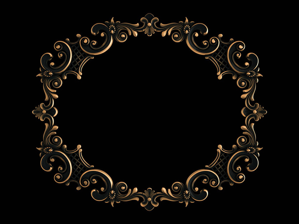 Aged gold ornament on a black background. Isolated - Foto, Bild