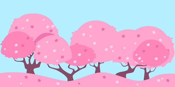 風景ピンク桜 - ベクター画像