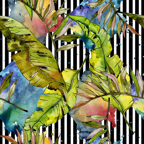 Tropical Hawaii leaves tree pattern in a watercolor style. - Photo, Image