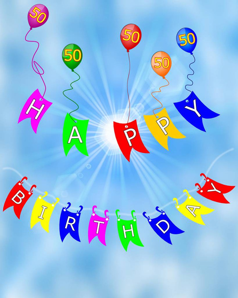colorful Happy Birthday 50 years  illustration - Photo, Image