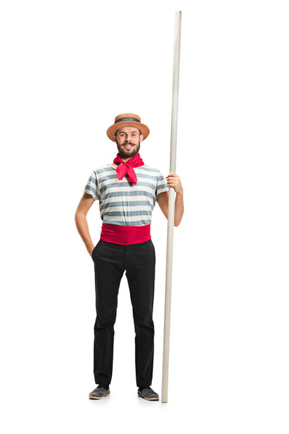 Caucasian man in traditional gondolier costume and hat - 写真・画像
