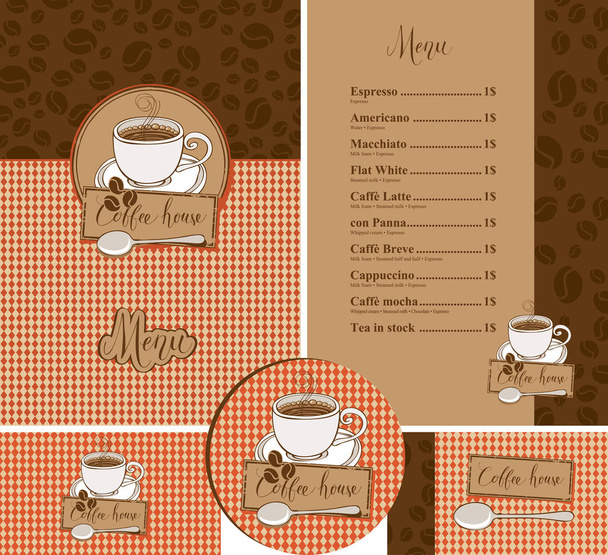 Векторный набор элементов дизайна для кофейни
 - Вектор,изображение