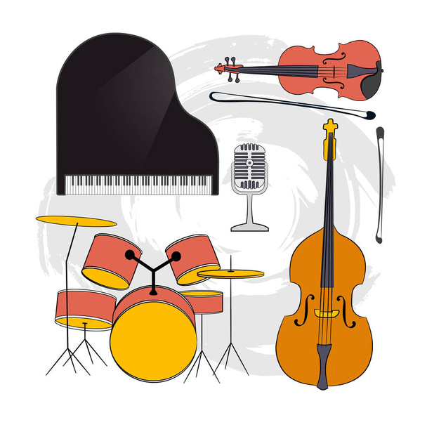 Set van muzikale instrumenten-02 - Vector, afbeelding