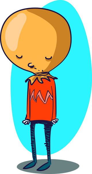 sad boy with pouch paper on his head, cartoon stye vector illustration - Vector, Image