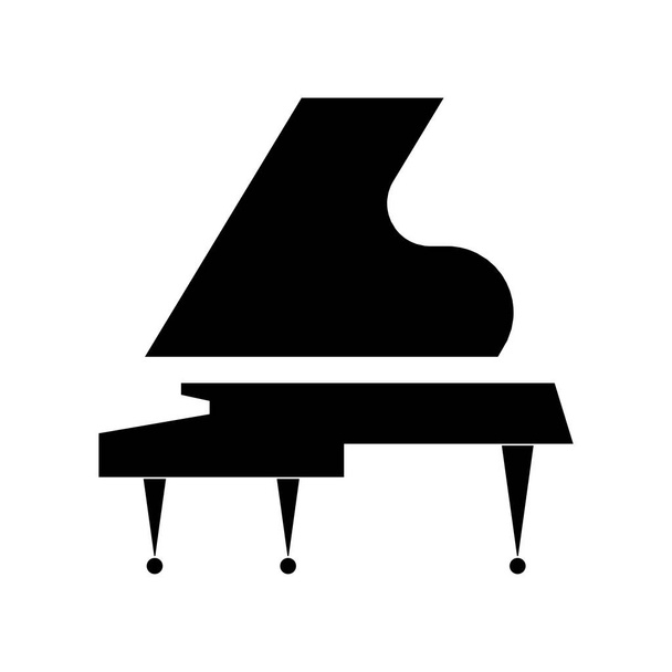 Stylizované černý klavír na bílém pozadí. Plochý design vektor. - Vektor, obrázek