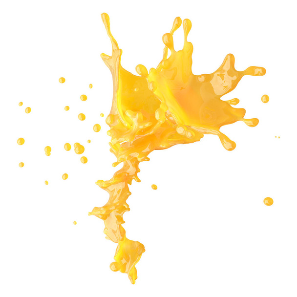 juice splash with droplets isolated. 3D illustration - Foto, Bild