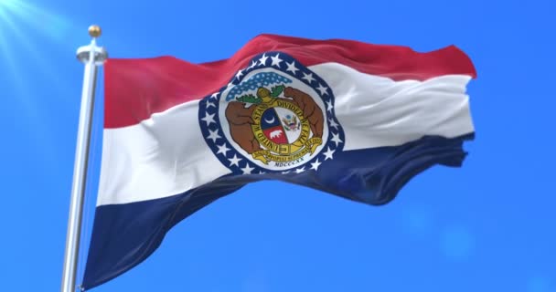 Flag of Missouri state, region of the United States - loop - Footage, Video