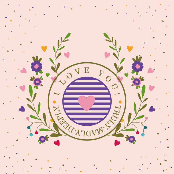 amor floral sello tarjeta diseño
 - Vector, Imagen