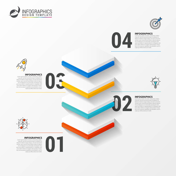 Infographic design template with 4 steps. Vector - Vector, afbeelding