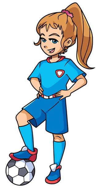 Football Girl Standing - Vector, afbeelding