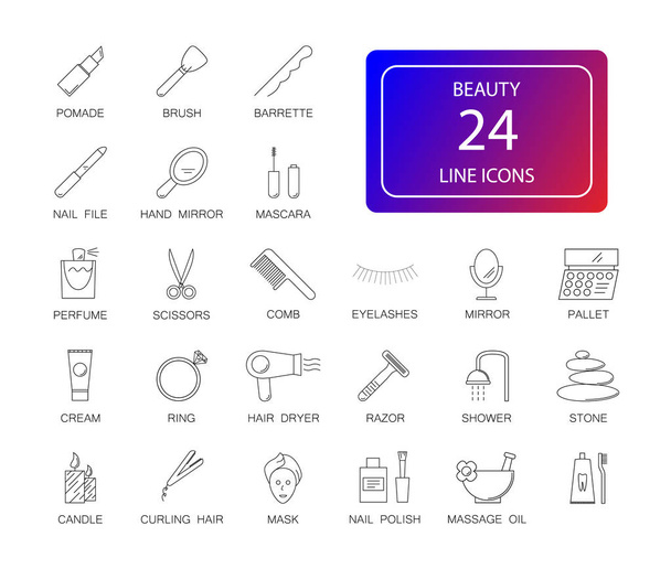 Line icons set. Beauty pack. Vector Illustration - Vector, Image