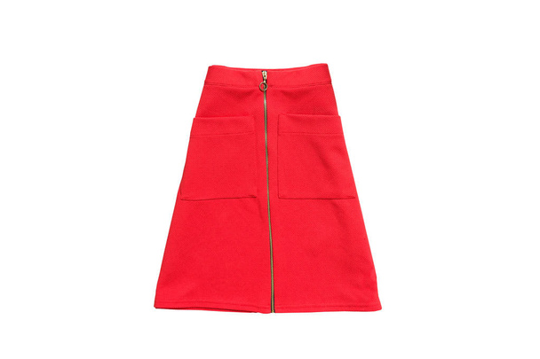赤いスカート。ファッショナブルな概念。分離されました。白背景 - 写真・画像