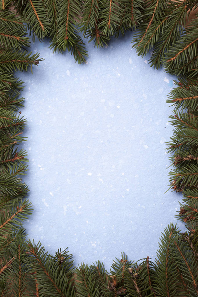 Kék karácsonyi papír-fa kerettel - Fotó, kép